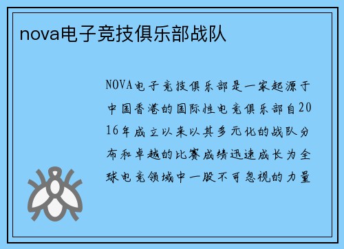nova电子竞技俱乐部战队